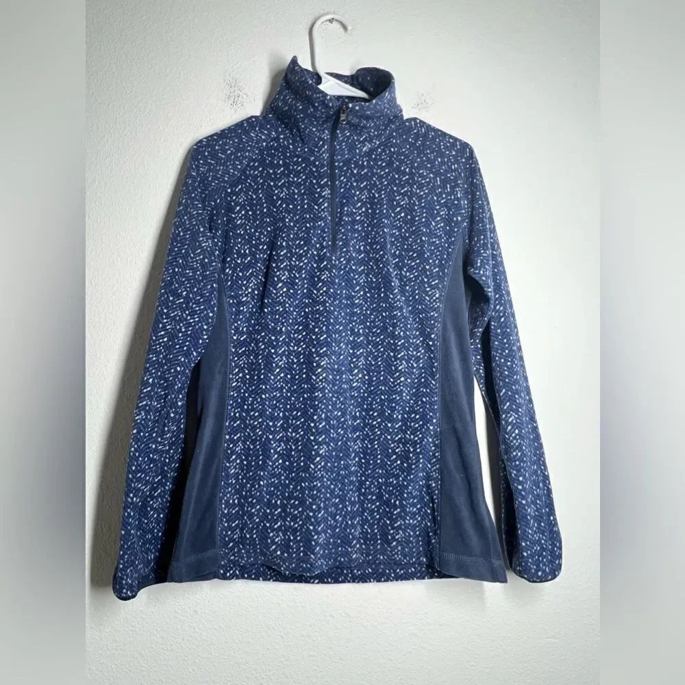 Women's Columbia 1/4 zip fleece pullover size M blue geometric long sleeve